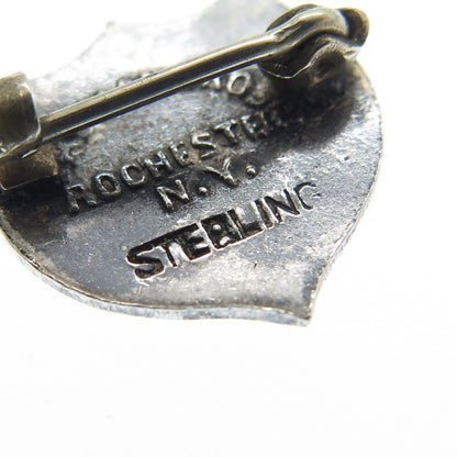 BASTIAN BROTHERS 925 Sterling Silver Antique Enamel 1909 WDC University Brooch