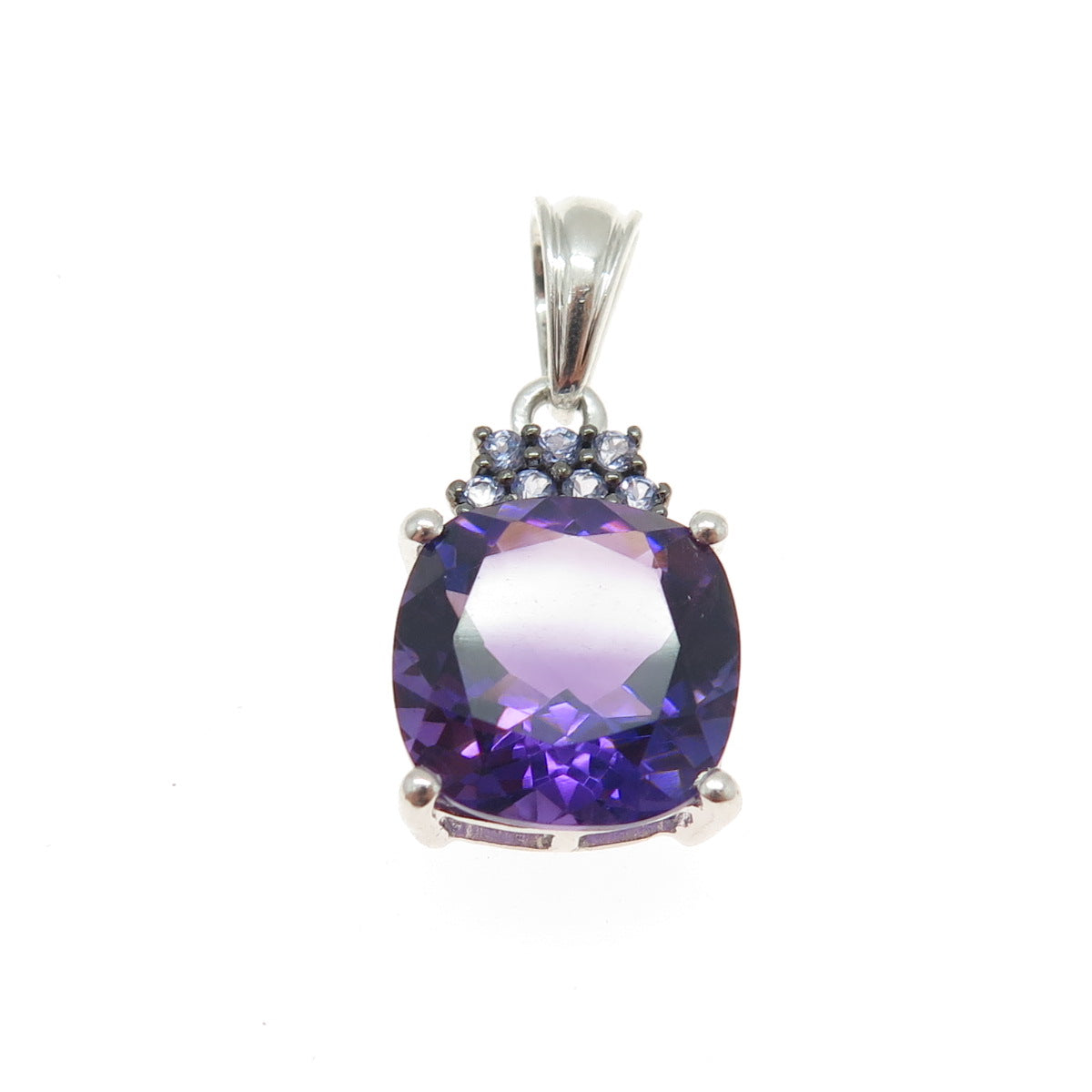 925 Sterling Silver Real Amethyst & Tanzanite Gemstone Pendant