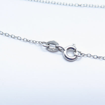 925 Sterling Silver Real White Diamond Oval Twisted Rolo Chain Necklace 16"
