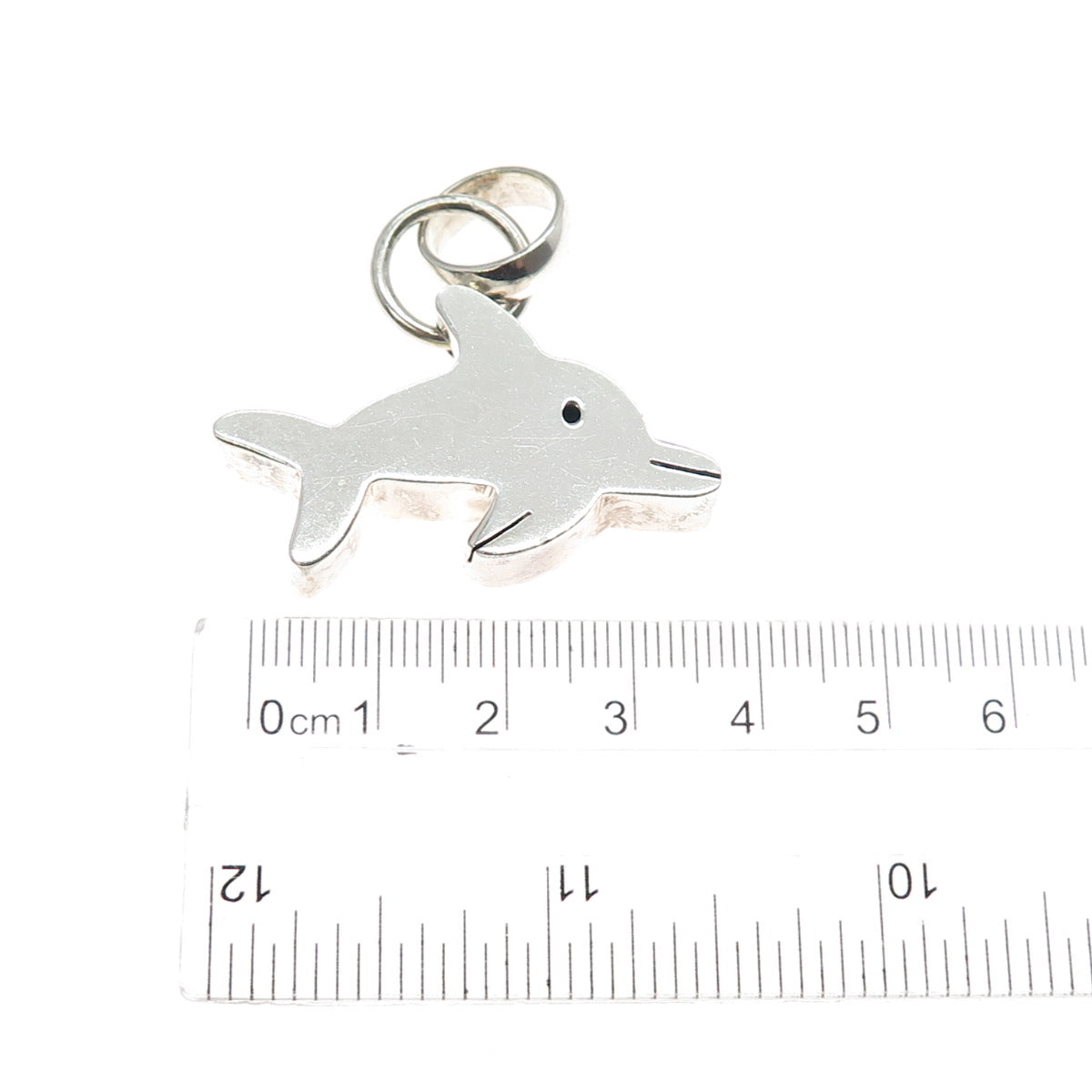 925 Sterling Silver Vintage Modernist Dolphin Charm Pendant