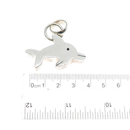 925 Sterling Silver Vintage Modernist Dolphin Charm Pendant