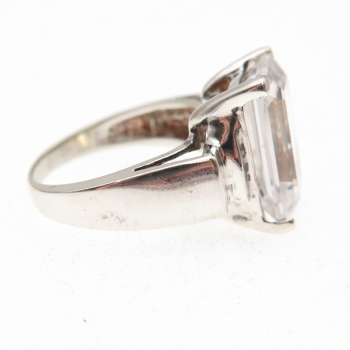 DBJ Dee Berkle Sterling Silver Vintage Emerald-Cut C Z Engagement Ring Size 7