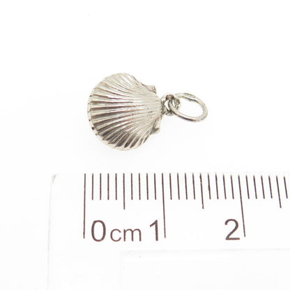 925 Sterling Silver Vintage Seashell Minimalist 3D Charm Pendant