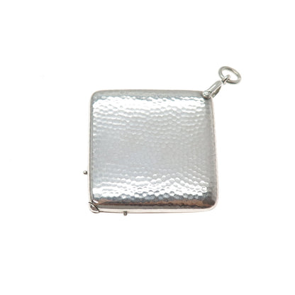 800 Silver Antique Art Deco European Hammered Slide Locket Chatelaine Pendant