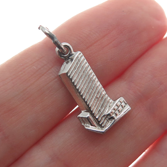 925 Sterling Silver Vintage United Nations Headquarters Minimalist Charm Pendant