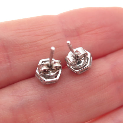 925 Sterling Silver Round-Cut C Z Stud Earrings