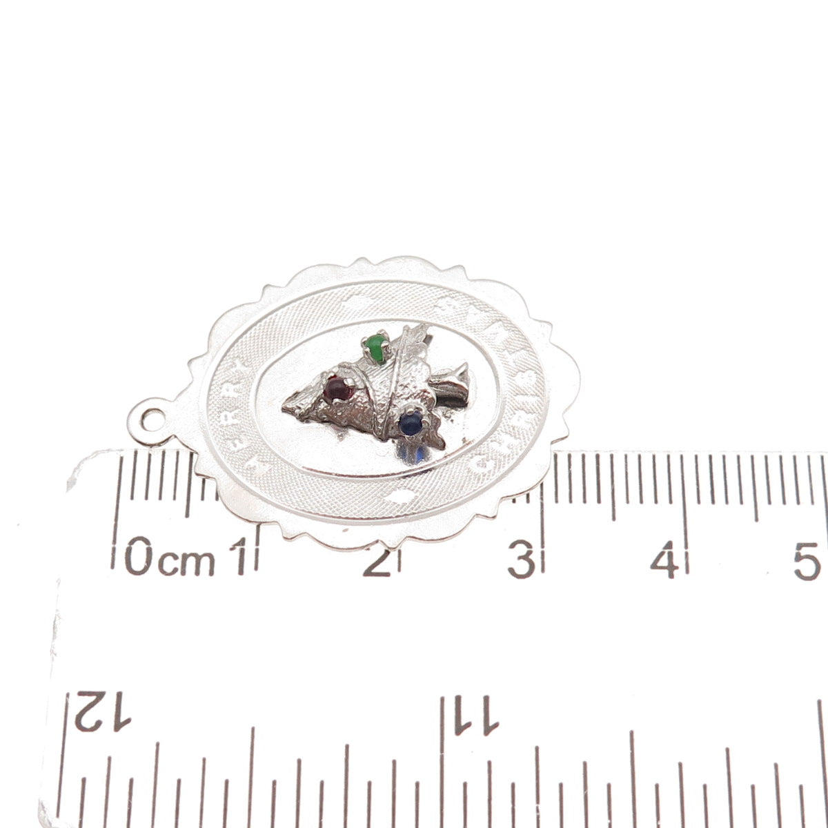 Town & Country 925 Sterling Silver Vintage Rhinestone Merry Christmas Pendant