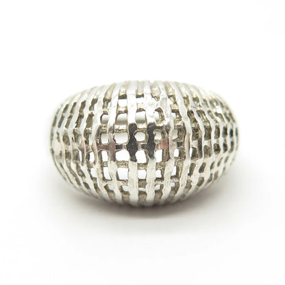 925 Sterling Silver Vintage OTC Cage Domed Ring Size 8