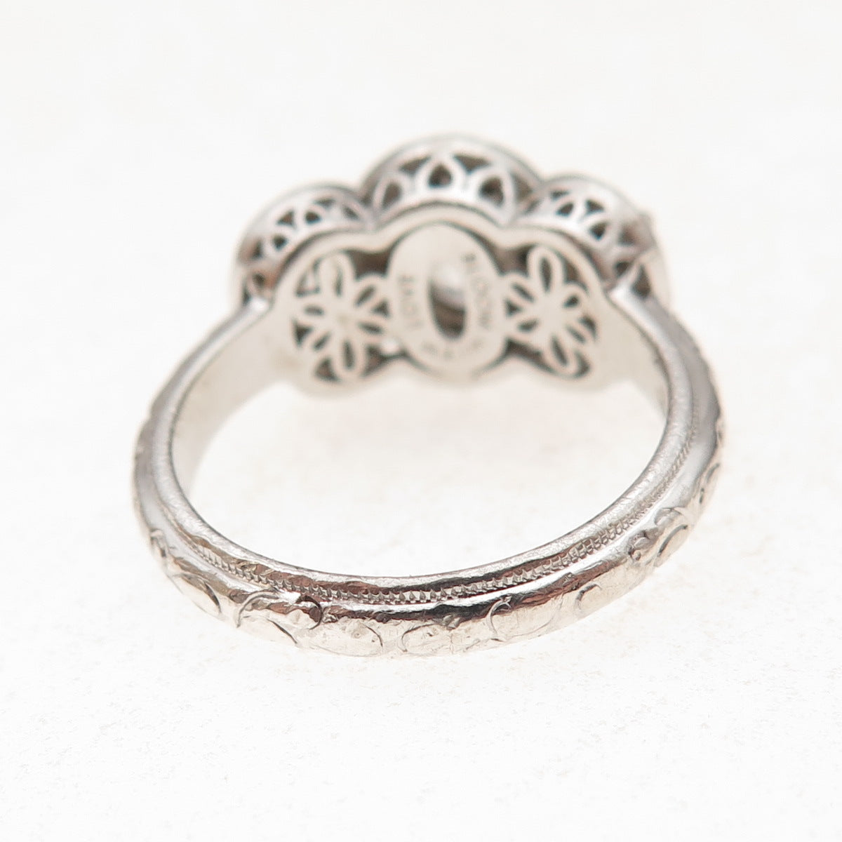 Tacori 925 Sterling Silver Oval & Round-Cut C Z Bloom with Love Ring Size 8