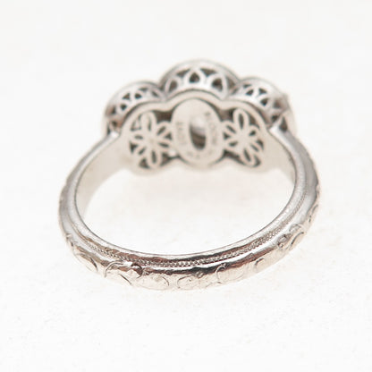 Tacori 925 Sterling Silver Oval & Round-Cut C Z Bloom with Love Ring Size 8