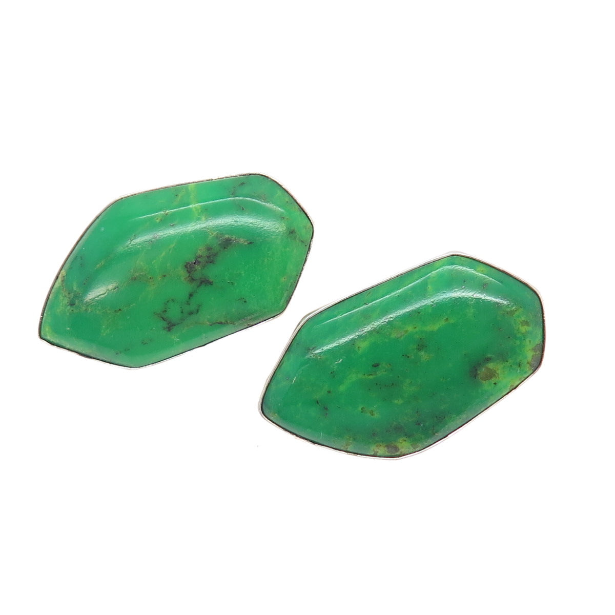 JAY KING DESERT ROSE 925 Sterling Silver Vintage Real Green Turquoise Earrings