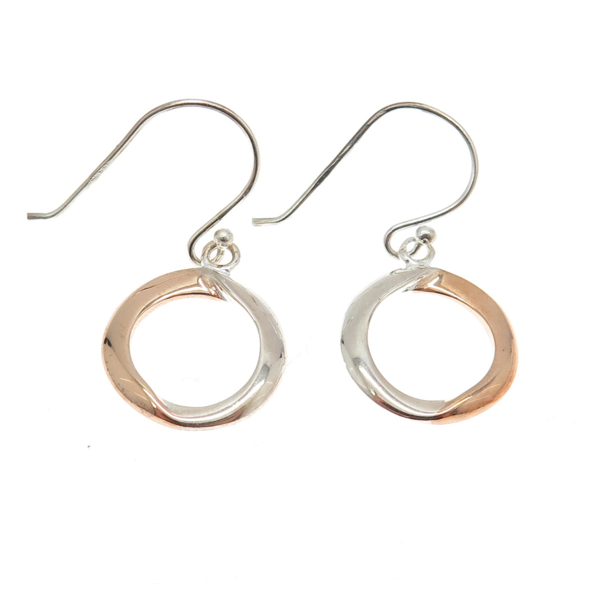 925 Sterling Silver 2-Tone Circle of Life Dangling Earrings