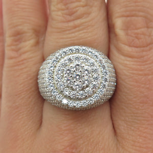 925 Sterling Silver Round-Cut Shaped C Z Domed Ring Size 8