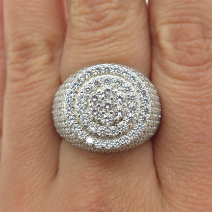 925 Sterling Silver Round-Cut Shaped C Z Domed Ring Size 8