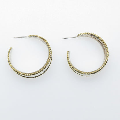 ATI ANNIKA WITT 925 Sterling Silver 2-Tone Vintage Mexico Crescent Hoop Earrings