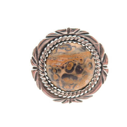 Old Pawn 925 Sterling Silver Vintage Southwestern Jasper Tribal Ring Size 9