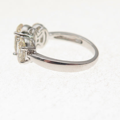 925 Sterling Silver Oval-Cut Canary C Z Engagement Ring Size 5.25