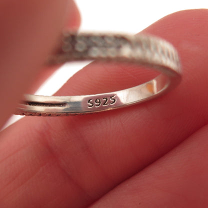 925 Sterling Silver Round-Cut C Z Half Eternity Stackable Band Ring Size 7