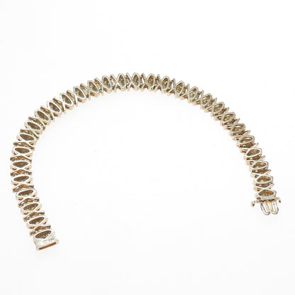 HN HENG NGAI 925 Sterling Silver Gold Plated Real Diamond XO Link Bracelet 7.5"