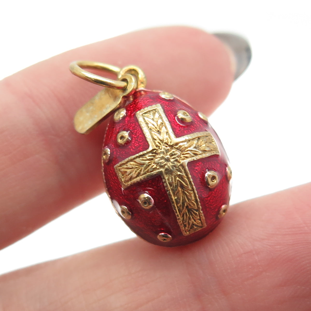 RAFKA Retired 925 Sterling Silver Vermeil Enamel Cross Easter Egg Charm Pendant