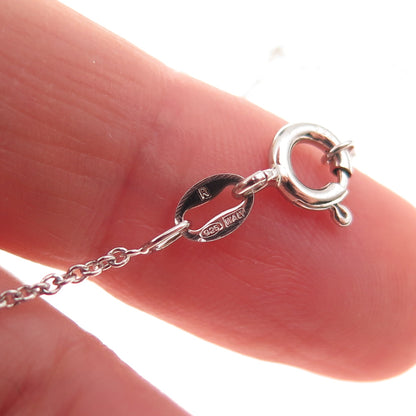 Sun 925 Sterling Silver Real White Topaz Heart Cable Chain Necklace 18"