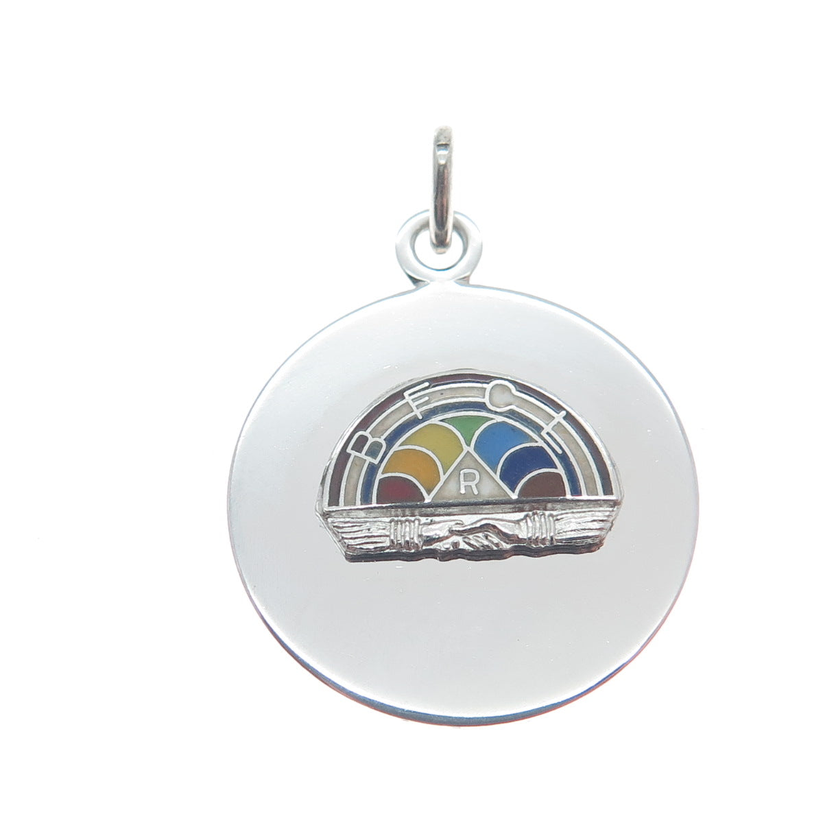 WELLS 925 Sterling Silver Vintage Enamel Masonic Youth Group Charm Pendant