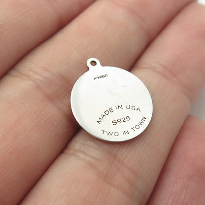 925 Sterling Silver USA Two In Town Whale Charm Pendant