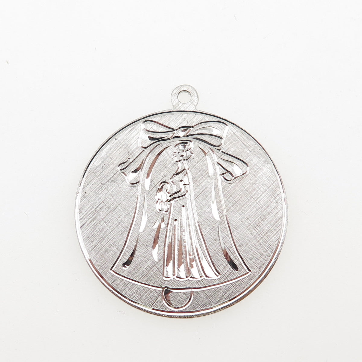 ANSON 925 Sterling Silver Vintage Engraved Bride Oxidized Charm Pendant