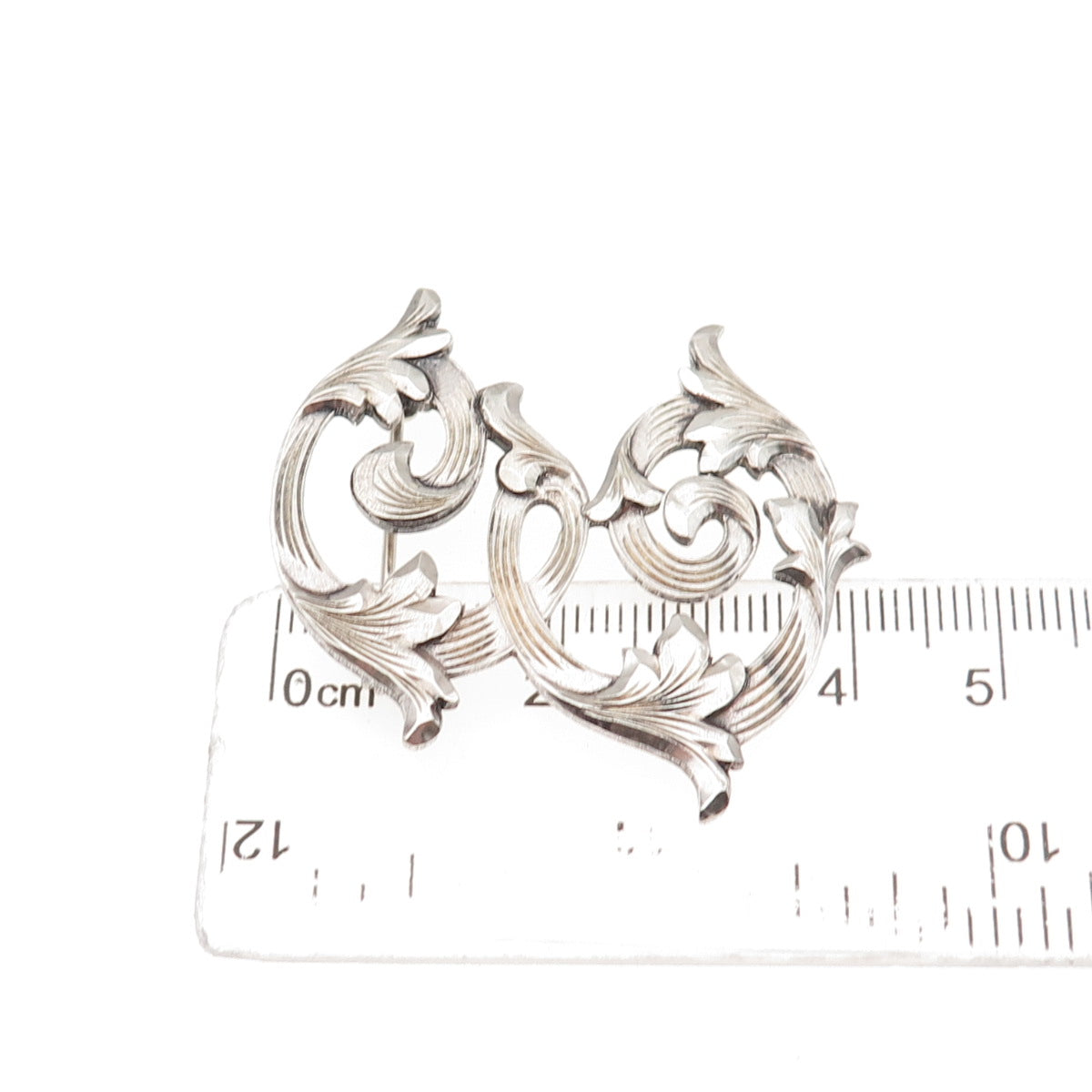 Plafina 925 Sterling Silver Vintage Mexico Letter E Floral Oxidized Pin Brooch