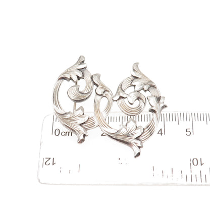 Plafina 925 Sterling Silver Vintage Mexico Letter E Floral Oxidized Pin Brooch