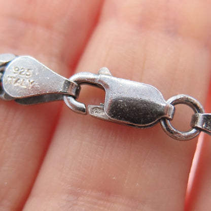 925 Sterling Silver Vintage Italy Oxidized Cuban Chain Necklace 24"