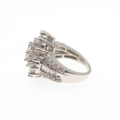SAMARA SJD 925 Sterling Silver Round & Emerald-Cut C Z Ring Size 6