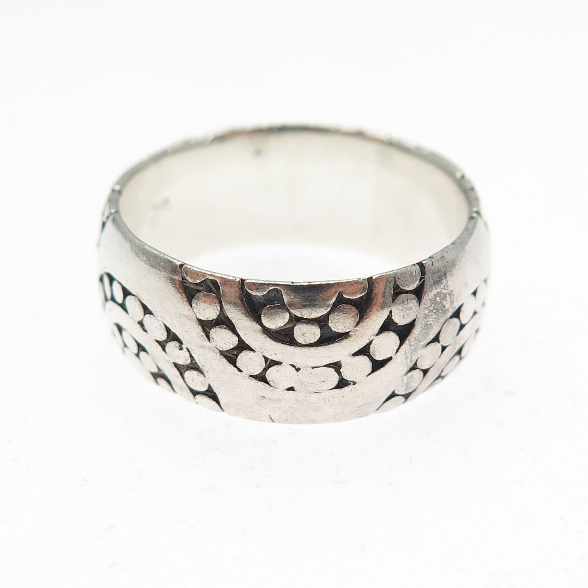 925 Sterling Silver Vintage Modernist Sun Oxidized Band Ring Size 8.25