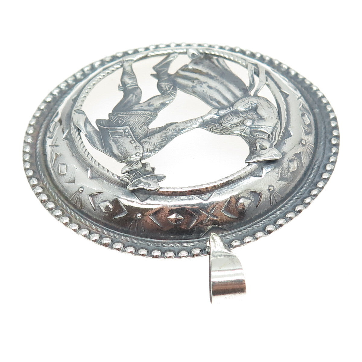 925 Sterling Silver Vintage Dancing Couple Engraved Pendant