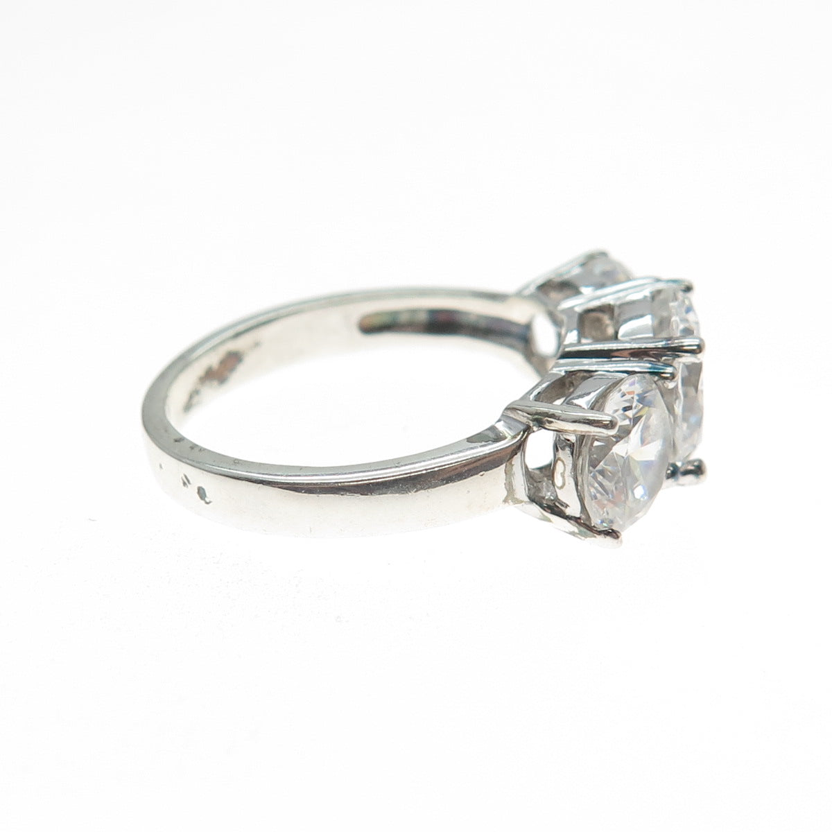 925 Sterling Silver Vintage Round-Cut C Z Engagement Ring Size 7