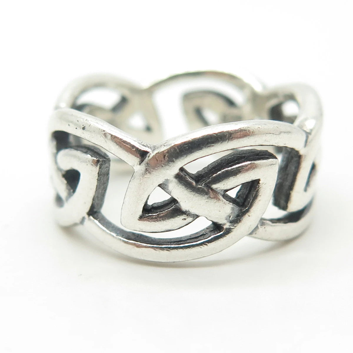 925 Sterling Silver Vintage Celtic Knot Band Ring Size 8.25