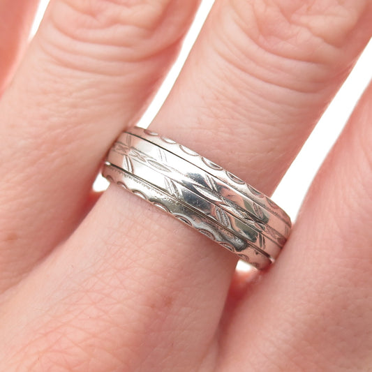 925 Sterling Silver Vintage Textured Rotating Band Ring Size 10.5