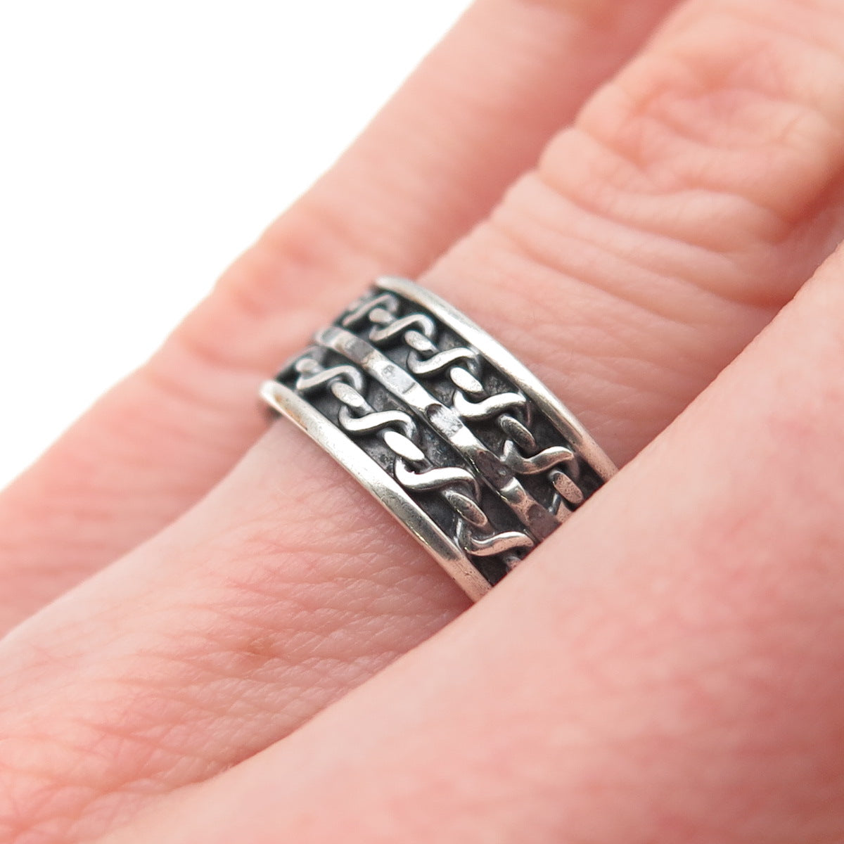 925 Sterling Silver Vintage Wire Oxidized Band Ring Size 6.5