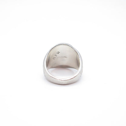 925 Sterling Silver Vintage Blue Glass Oval School Ring Size 7.25