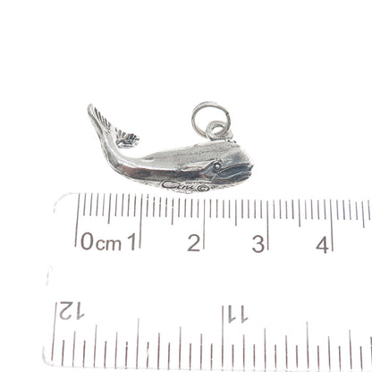 GUGLIELMO CINI 925 Sterling Silver Vintage Whale Minimalist 3D Charm Pendant