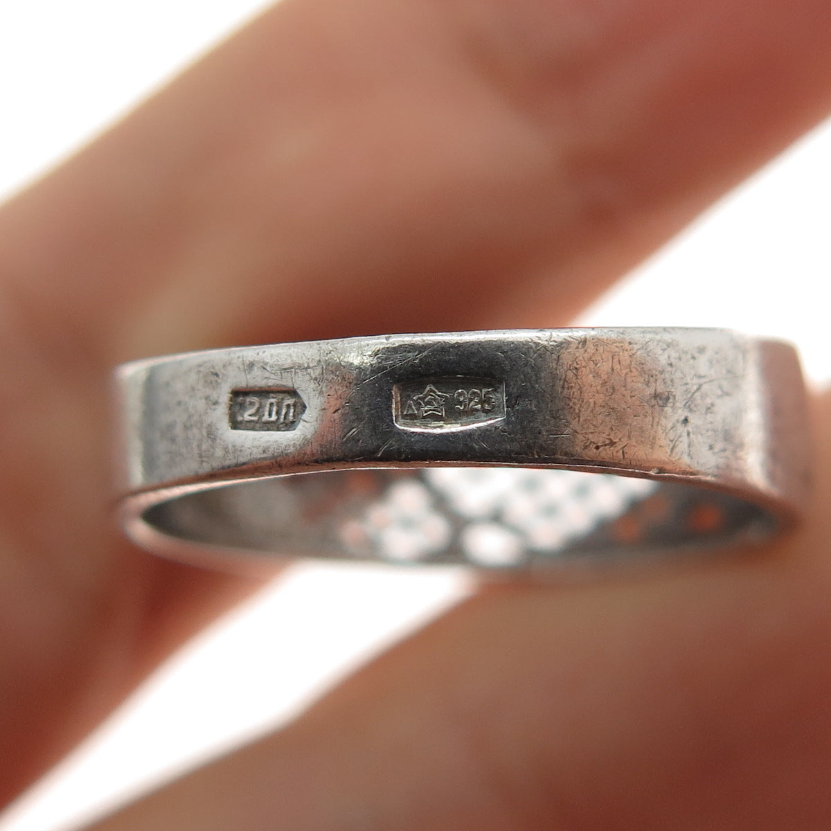 925 Sterling Silver Vintage European Mesh Oxidized Ring Size 7.75