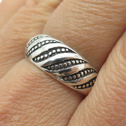 CHAPAL ZENRAY 925 Sterling Silver Vintage Animal Pattern Oxidized Ring Size 7.75