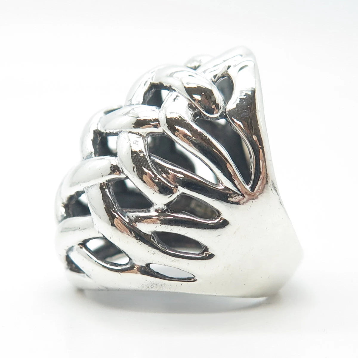 925 Sterling Silver Woven Dome Ring Size 8