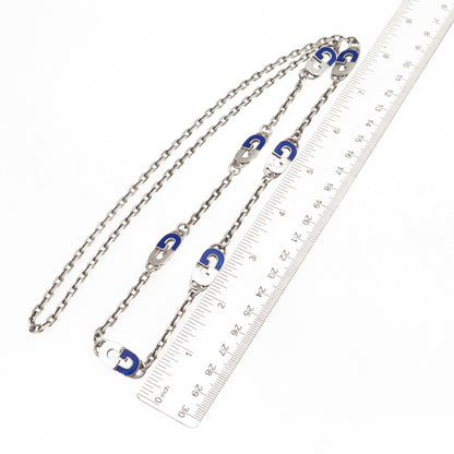 Gucci 925 Sterling Silver Vintage Italy Enamel Interlocking G Chain Necklace 32"