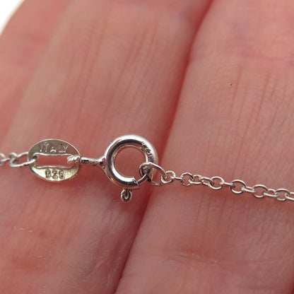 925 Sterling Silver Round-Cut C Z Love You Mom Heart Cable Chain Necklace 18"