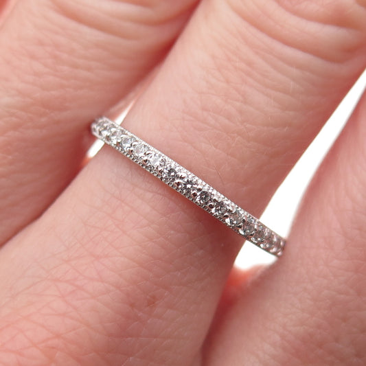 925 Sterling Silver Round-Cut C Z Eternity Stackable Band Ring Size 9.25