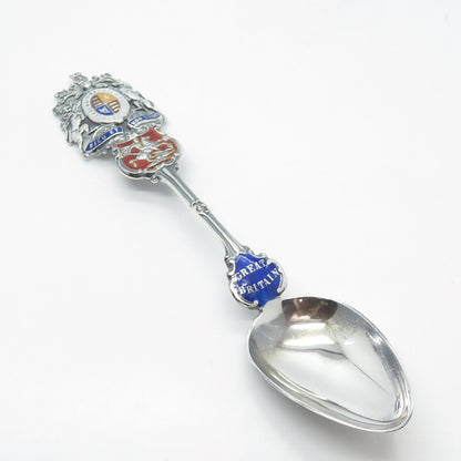925 Sterling Silver Antique Birmingham 1908 Levi & Salaman Enamel Spoon