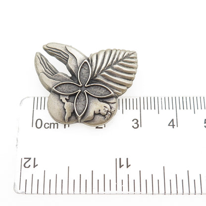 925 Sterling Silver Vintage World Peace Hands Butterfly Pin Brooch / Pendant