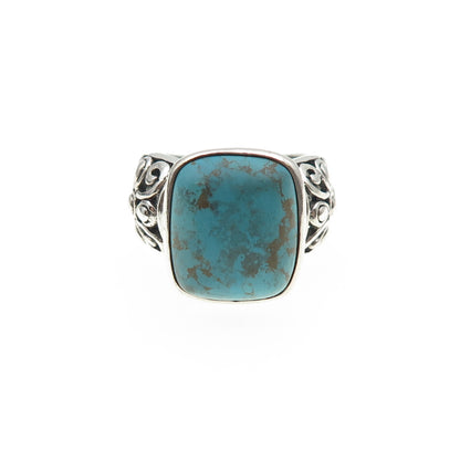 GSJ Gold Stone 925 Sterling Silver Vintage Real Tyrone Turquoise Ring Size 6.25