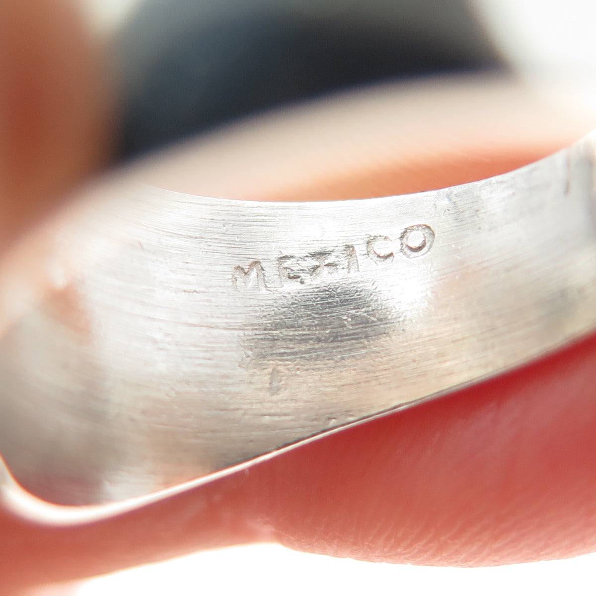 925 Sterling Silver 2-Tone Vintage Mexico Modernist Ring Size 7.25